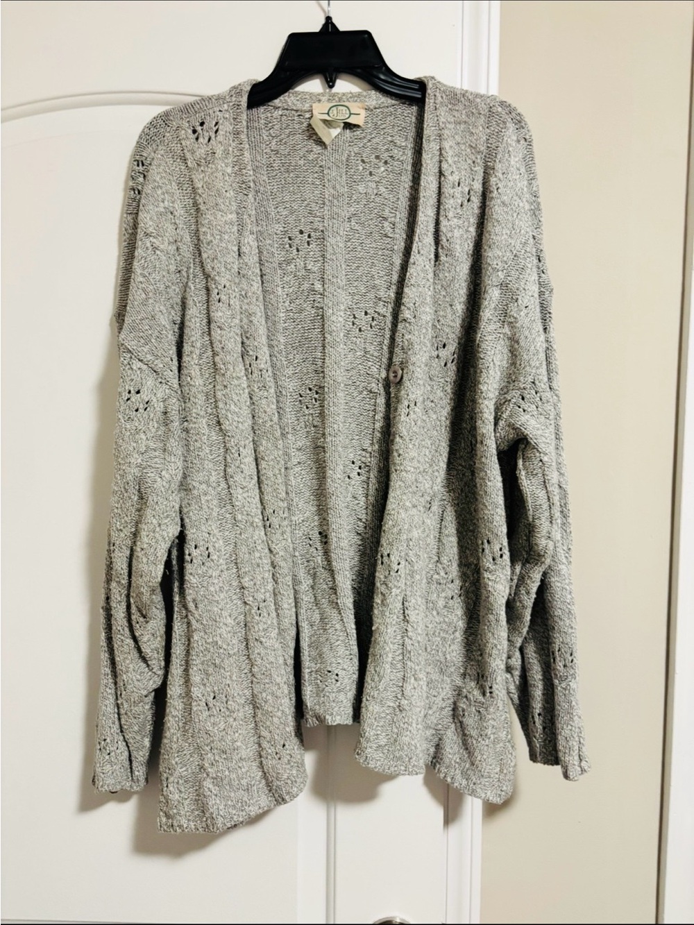 J.JILL, Cozy Open-Front Gray Knit Cardigan, Size XL